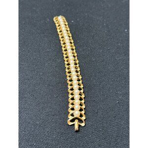 Vintage 1960's Crown Trifari Gold Tone With Faux Pearls Bracelet